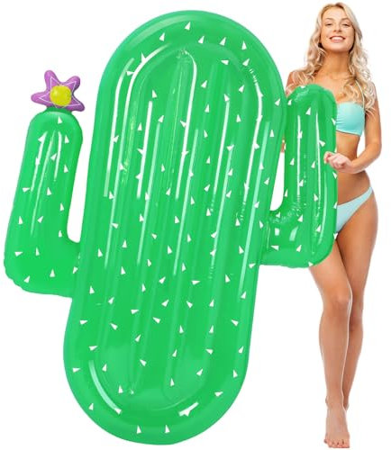 Rotatingpals Giant Cactus Pool Floats 65 x 50 x 6.3 in Inflatable Jumbo Cactus Water Floats for Adults Large Pool Swimming Raft Green Lounge for Summer Beach Party