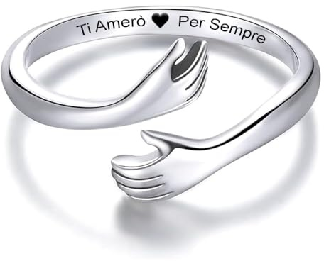 Anello da Donna in Argento Sterling 925 Anello Ispirazionale e d'amore per Moglie Figlia Mamma Fidanzata Amica Dimensione Regolabile Anelli (Moderno, Argento - Ti Amerò per sempre, Regolabile)