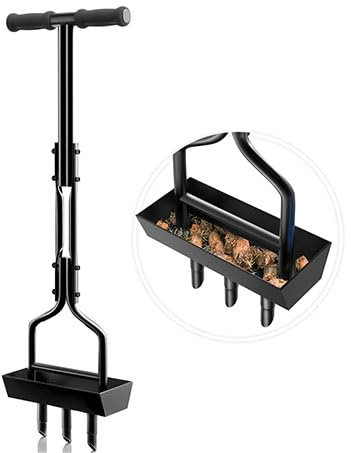 SUNEOWALY Aireador Césped, Escarificador Cesped Manual Aireador de Césped Jardinería Compactados 3 Dientes Herramienta Aireador de Núcleo Céspe con Caja de Almacenamiento para Columna de Suelo