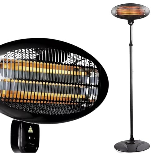 2000W Outdoor Patio Heater | 2-in-1 Freestanding & Wall Mounted | 3 Heat Settings | Adjustable Height & Head | IPX4 Waterproof Electric Heater with 9kg Weighted Base