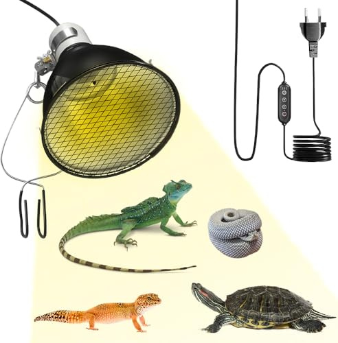 HOVCEH Lampada Tartarughe D'acqua, Lampada UVB/UVA tartarughe Presa E27, 5,5 Pollici Lampada Riscaldante Rettile e Anfibio con Paralume per Terrari, Acquari