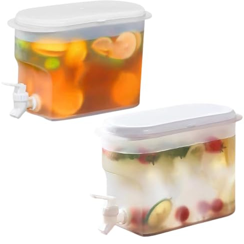 2 Pezzi Bollitore Freddo Con Rubinetto, Distributore Di Bevande, Frigorifero Bollitore Di Ghiaccio Freddo, Distributore Di Succo Di Grande Capacità 2,8 Litri Per Tè Alla Frutta, Tè Al Limone