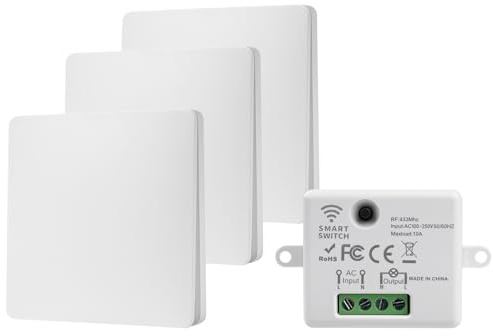 Interruttore wireless RF433 interruttore della luce senza fili 10A 240V interruttore di trasmettitore senza fili 1 ricevitore 3 controller nessun cablaggio richiesto Per luci Illuminazione WHD05+WHZ03
