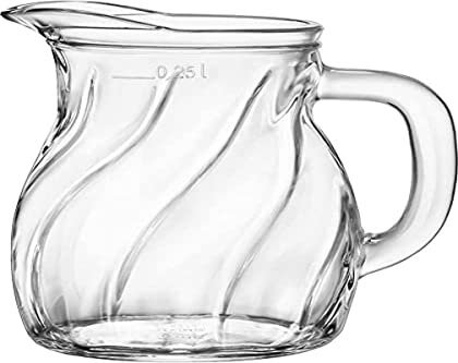 Bormioli Rocco Bormioli Karaffe Bistrot Twist Brocca rund, klar, Fassungsvermögen 310 ml, Glas mit Muster, für Getränke, 41910, 1 cups, Durchsichtig
