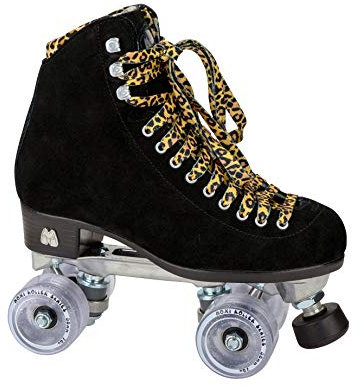 Moxi Skates - Panther - Lustige und modische Rollschuhe für Damen | Schwarzes Wildleder | Größe 5
