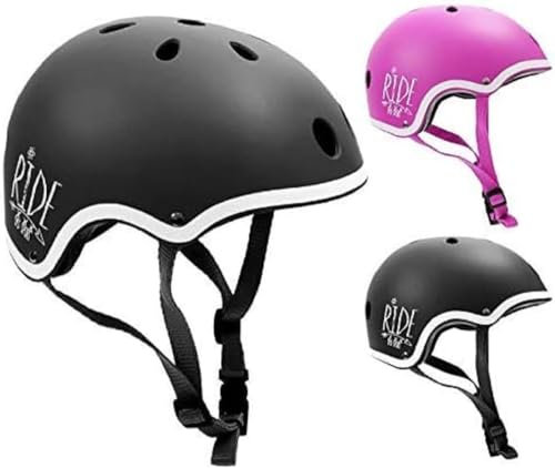 SMJ Casco da bicicletta per bambini, dimensioni regolabili, per pattini a rotelle, in linea, per ragazzi e ragazze (nero, XS (51-53 cm)
