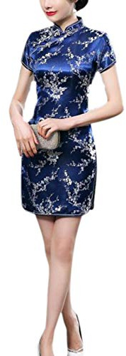 keephen Mujer Dragón & Fénix Impreso Qipao Vestido Estilo Chino Fiesta Nocturna Cheongsam Mini Vestido Boda Disfraz