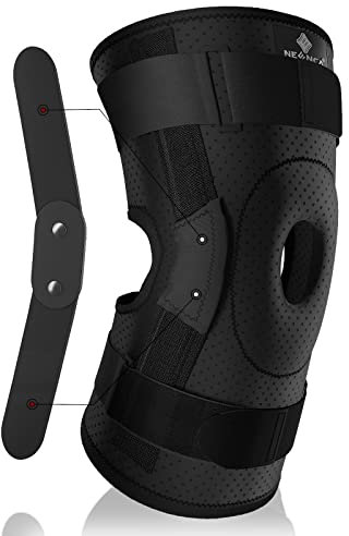 NEENCA Kniestütze mit Scharnier, Kniebandage für Männer & Frauen,Offenes Patella Knieschoner für Knieschmerz,Geschwollen,Meniskusriss, Arthritis, Gelenkschmerzlinderung, ACL,PCL,MCL (Black, XL)