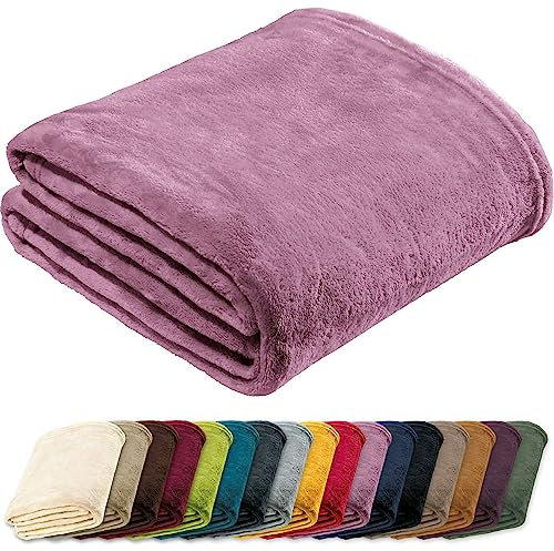 REDBEST Microfaserdecke Amarillo, Fleece-Wohndecke, Sofadecke Orchidee Größe 130x180 cm - kuscheliger Teddyfleece, extra weich warm, pflegeleicht, waschbar
