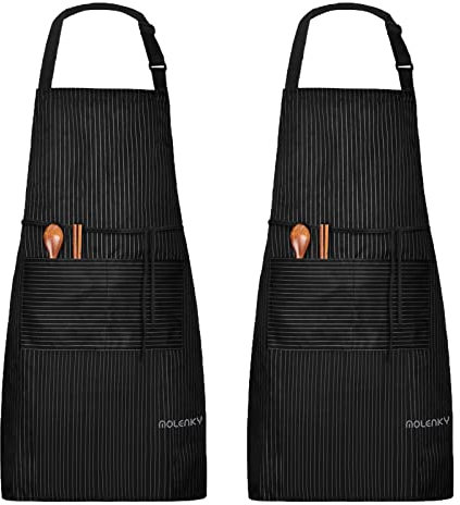 MOLENKY Grembiule Regolabile da 2 Pezzi con 2 Tasche, Waterproof Adulti Grembiule da Cucina, Adatto per Casa Lavoro Campeggio all'aperto, per Uomo e Donna