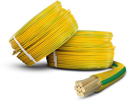 Primes DIY Single Core Conduit Cable 1.5mm Copper Wire Insulated PVC, Stranded Flexible Coil 6491X Electrical Wire, BASEC Approved – Yellow/Green Supplementary Earth (1 Meter), Home Improvement