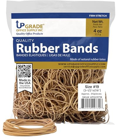 Upgrade Office Supply UPG23719 Rubber Bands, Size #19 (3-1/2 in x 1/16 in), 312 Bands, 1/4 lb, USA