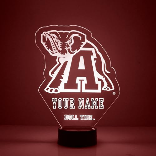 Mirror Magic Store Lámpara LED de la mascota de la marea carmesí de la Universidad de Alabama/luz nocturna para los fanáticos de los deportes - Personalizar gratis