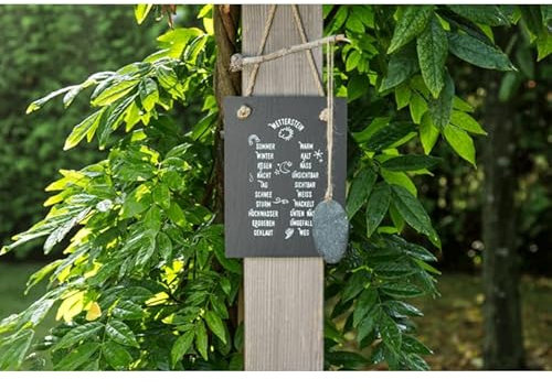 mucHome Wetterstein Schiefertafel mit Erklärung und einem Stein ca. 15cm x 20cm