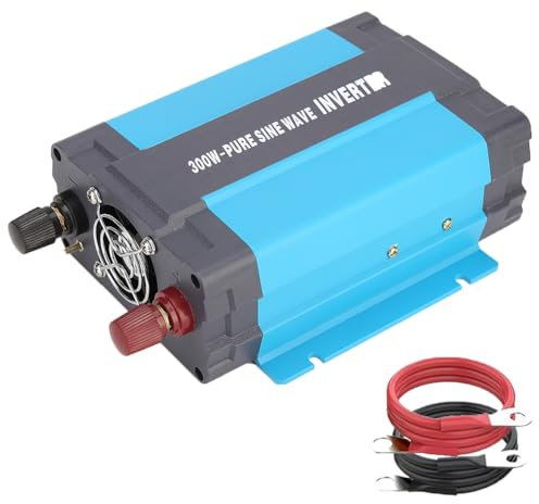 SolaMr 300W Inverter di Potenza a onda Sinusoidale pura da 12V DC a 220/230/240V AC Converter con Porte di Ricarica USB 1 A e prese AC per Sistemi Montati su Veicoli e Sistemi Domestici - 300W