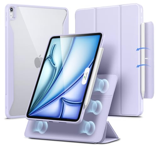 ESR för iPad Air 11 tums fodral M4/M3/M2, iPad Air 5./4 fodral, lila | Avtagbart magnetiskt lock, vertikalt stativ, med pennförvaring och förvaring, 360-serien