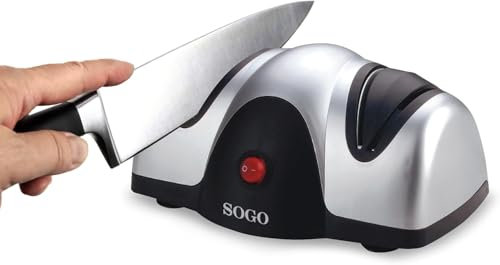 Sogo Afilador Cuchillos Eléctrico Profesional con Piedra Sapphirite - Máquina Afilar Cuchillos Profesional Ideal para Cuchillos de Cocina - Afilador de Cuchillos Arcos con Pies Antideslizantes
