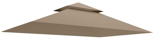 Outsunny Cubierta de Recambio para cenador 2,44x1,52 m 2 Niveles con Bolsillos en Las Esquinas, Cubierta de cenador de jardín para Barbacoa de poliéster 160 g/m², UV50+, Caqui