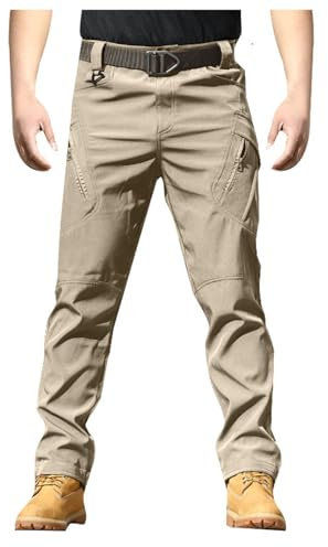 Cargo Hosen Herren, Cargohose Herren Army Combat Hose Arbeitshosen Männer Tactical Hose Atmungsaktiv Outdoor Funktionshose Baumwolle Militär Hose Mit Multi Taschen Taktische Hose Outdoorhose, Khaki, X