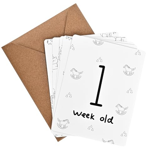 Livresse Monthly Baby Milestone Cards 16 Double-Sided Baby Milestone Signs with Rounded Corners Gender Neutral Cotton Paper Baby Month Milestone Signs for Monthly Baby Milestone Photos Pregnancy Gifts