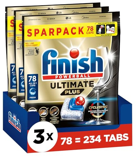 Finish Ultimate Plus Fresh Spülmaschinentabs - Geschirrspültabs für intenive Reinigung, Fettlösekraft und Glanz - Sparpack mit 234 Tabs (3 x 78 Tabs)