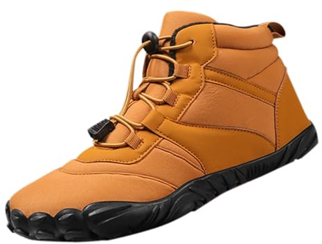 Barefoot Shoes Waterproof Winter Waterproof Barefoot Shoes Women and Men, Winter Shoes Men's Warm Lined Snow Boots, Short Shaft Boots, Flat Outdoor Shoes, brown, 12