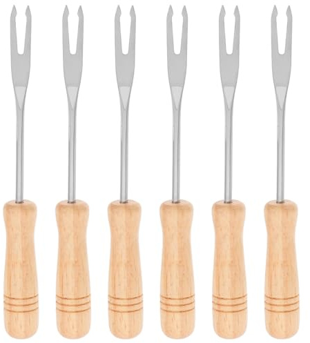 Luxshiny Juego De 6 Tenedores Para Fondue De Queso Con Mango De Madera Y Punta De Acero Inoxidable Ideal Para Fondue De Chocolate Frutas Y Aperitivos En Reuniones Familiares