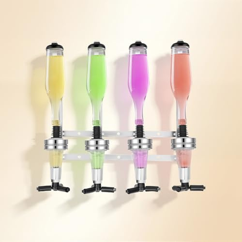 Czyurachel Dispensador de chupito para montaje en pared, 4 compartimentos con 4 vasos de 25 ml, vertedor de licor para la preparación de bebidas, vertedor de bebidas alcohólicas, dispensador de