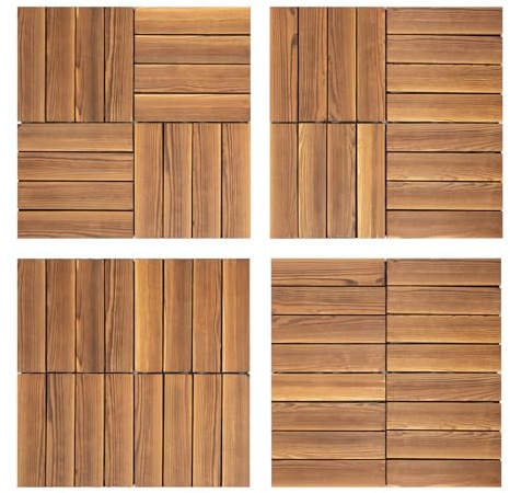 36-pack Träplattor för balkong, terrassplattor, balkongplattor med klicksystem, golvplattor, balkonggolv, trädgårdsstenar 30 x 30 cm