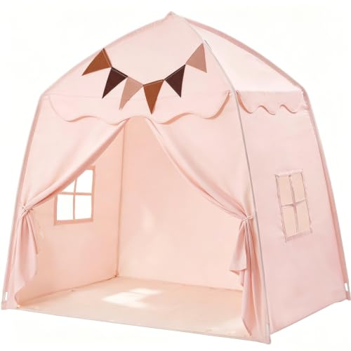 LUPATDY Tienda de campaña infantil 2 en 1 para interiores, con luces LED y decoración, para habitación infantil, para dormitorio, sala de juegos, tienda de juegos plegable para niñas y niños, color