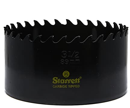 Starrett Tungsten Carbide Tipped Hole Saw - CT312 Deep Cut Holesaw Cutter - For Wood Suspended Flooring Reinforced Concrete & Fibreglass - 89MM