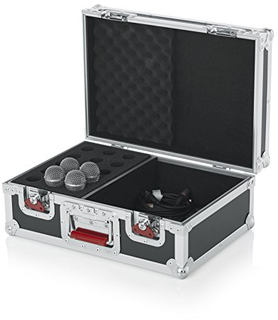 Gator Cases G-TOUR Road Case with Foam Drops for (15) Wired Microphones & Accessory Storage (G-TOUR M15)