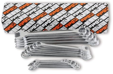 Beta 42/S17, Set Chiavi Inglesi Combinate a Forchetta e Anello Cromate Opache 6-22 mm 1.580g, Prodotto in Italia