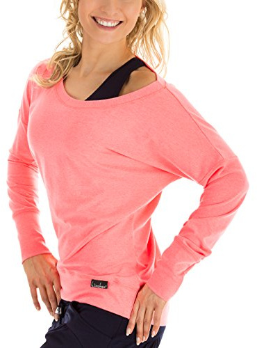 Pulóver Winshape de Mangas largas, para Hacer Deporte o Bailar, para Damas, Mujer, Color Coral neón, tamaño Small