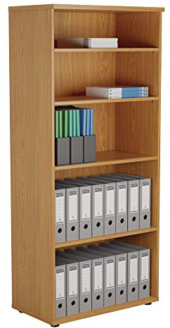 Office Hippo Heavy Duty Bookcase, Robust Book Case, Storage Unit with 4 Adjustable Shelves & Adjustable Feet, Stable Home Office Furniture, Simple To Assemble - Oak