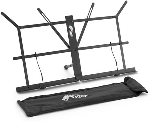 TIGER MUS25-BK Desktop Notenständer - Zusammenklappbarer Tischständer mit Tragetasche, Schwarz