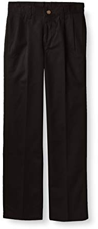 Chaps Big Boys School Uniform Pleated Twill Pant, Black, 8