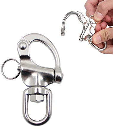 Manille à Ressort Manille D'escalade Acier Inoxydable Boucle d'escalade Mousqueton Pivotant à Emerillon Boucle d'escalade Boucle à Ressort Maillons Rapides pour Kayak Yacht Drisse de Voilier Bateaux