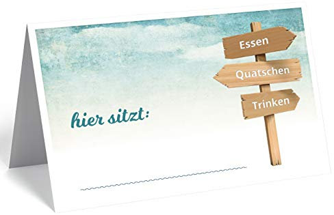 Merz Designkarten 50 edle Premium-Tischkarten, Tischkarten 300 mg, 5,5 x 8,5 cm, einseitig mit Motivführung, Namenskarten, Namensschilder für Hochzeit, Feier, Taufe, Kommunion, Geburtstag, zum Beschri