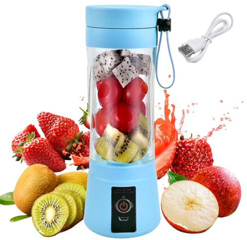 Portable Personal Mini Blender, Shakes Smoothies Ice Jucier Cup Strong Power Rechargeable Blender Handheld Electric Fruit Six Bladesfor Home Office Sports Travel Outdoors