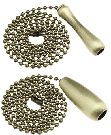 VGOL 2Pcs Vintage Beaded Ball Pull Chain Metal Ceiling Fan Pull Chain Light Bulb Switch Chain Extender for Ceiling Lamps Ceiling Fans Pull Wire Lamps Bronze