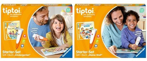 Ravensburger tiptoi Starter-Set 00113: Stift und Wörter-Bilderbuch Kindergarten- Lernsystem für Kinder ab 3 Jahren & tiptoi Starter-Set 00112 - Stift und Bilderbuch Suchen und Entdecken Meine Welt