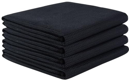 VIVOTE Mikrofaser Geschirrtücher - Superweich, Saugfähig, Fusselfrei, Schnell Trocknend - Barista-Tuch, Schwarze Küchentücher (50 x 70 cm)