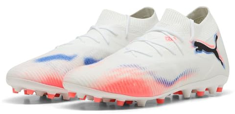 Puma Future 8 Match MG - Tenis de fútbol Unisex, Puma Blanco Puma Negro Rojo Brillante, 39 EU