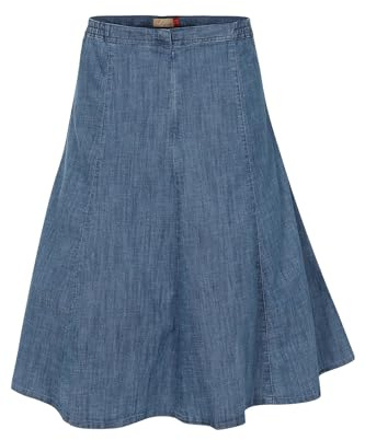 Clove Jeans Flawless Women's Denim Below Knee Flare Skirt - A Line Mid Length Plus Size Blue Denim Ladies Skirts for Perfect Summer Wear - Stylish and Comfortable Ladies Below Knee Short Skirt