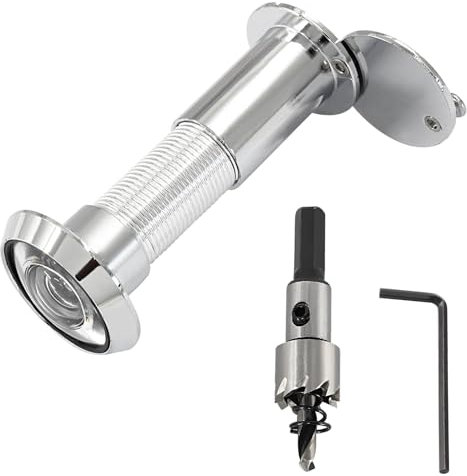 Judas de Porte en Laiton,1 Ensemble de Visionneuse de Porte en Alliage de Zinc avec Perceuse avec Couvercle de Confidentialité Grand Angle 220 ° pour Maison Bureau Hôtel, Argent