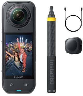 Insta360 X5 Pack No Drone - caméra 360 8K étanche, Basse lumière de Pointe, Perche à Selfie Invisible, objectifs Robustes et remplaçables, 3h d'autonomie, Audio Clair, stabilisation