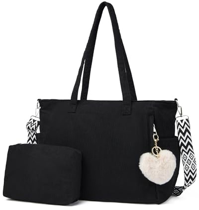 Makukke Cord Tote Bag Shopper Tasche Damen Umhängetasche Groß Handtasche Schultertaschen für Arbeit Büro Reisen Einkaufen Schule
