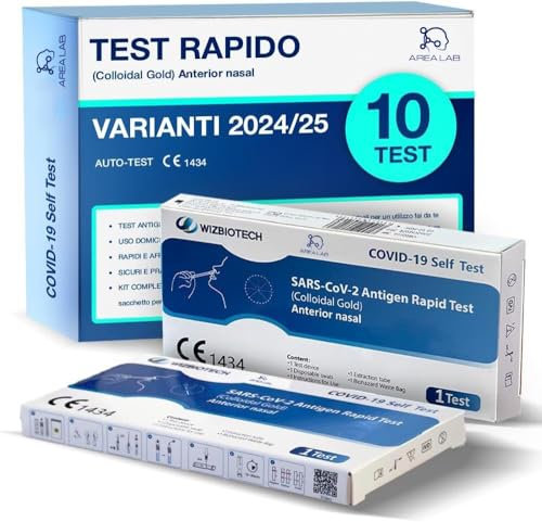 10X Tamponi COVID-19 Nuove Varianti | Test Antigenici Rapidi | Tampone Covid Certificato CE | Registrato Ministero Salute | Rileva Varianti 2025 | Tampone Nasale Fai da Te | Risultato in 15 Minuti
