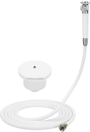 Ausla Båt Inbyggd Duschhuvud Mini Duschhuvud Handtryckt 316 Rostfritt Stål PVC Spridare med Finhålsdesign för Yacht RV Husbilar (4m/ 13.1ft vattenrör)